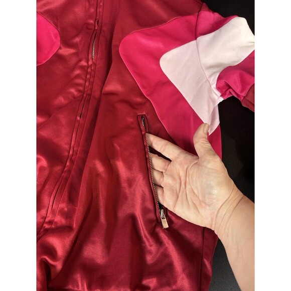 Maje Track Jacket Red Pink White Colorblock 40 Full Zip Front Retro Streetwear - Picture 9 of 13